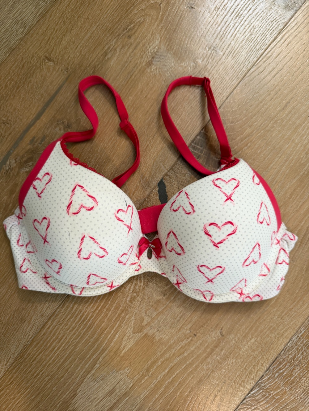 Body by Victoria perfect shape White and Pink Heart Print Push-Up 34C
